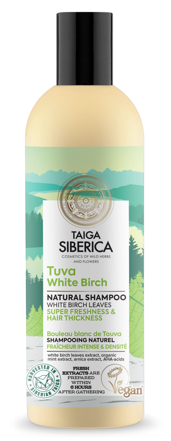 Натуральный шампунь с белой березой Интенсивное освежение и утолщение волос 270 мл Natura Siberica Taiga Tuva White Birch Shampoo 