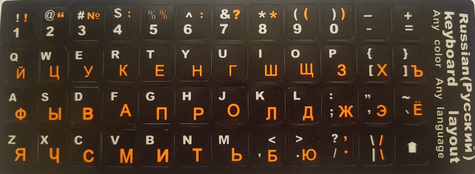 Наклейки на клавиатуру с русским и английским алфавитом